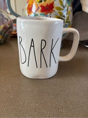 Rae Dunn White Ceramic Mug with BARK Lettering